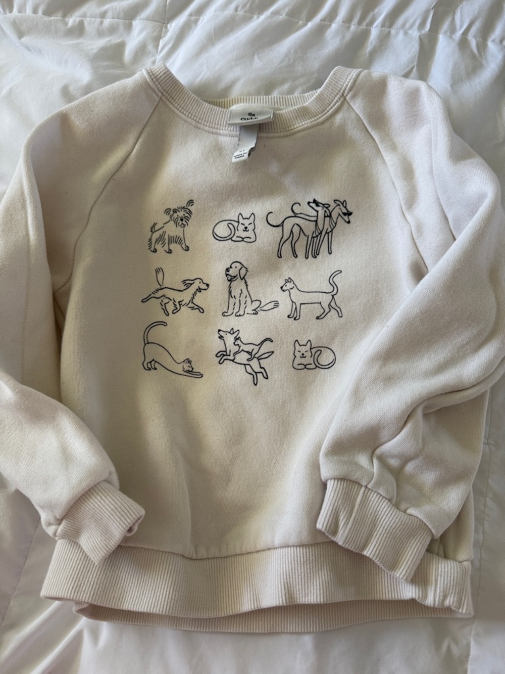 Kids Cream Sweatshirt with Dog & Cat Icons
